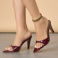 Female Wine-red Sexy Summer Pointed Toe Stiletto Heels