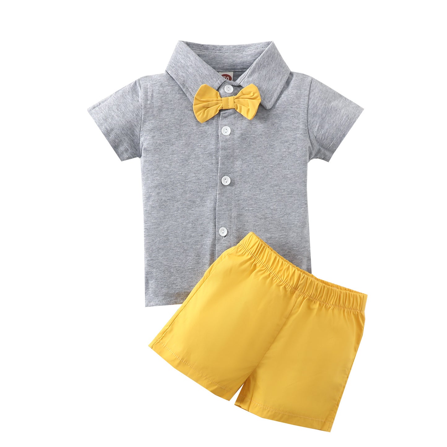 Boys Gentleman Lapel Bow Top Shorts Set