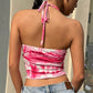 Holiday Halter Spaghetti Straps Top Tie-Dye Vest Tube Top Women's Clothing
