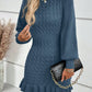 Fashion Women's Clothing Temperament Twisted Waist Solid Color Dress