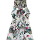 French-style Retro Elegant Single-Breasted Lace-Up Waist Floral Print Dress For Women