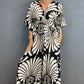 V-neck Printed High Waist Plus Size Women's Jumpsuit