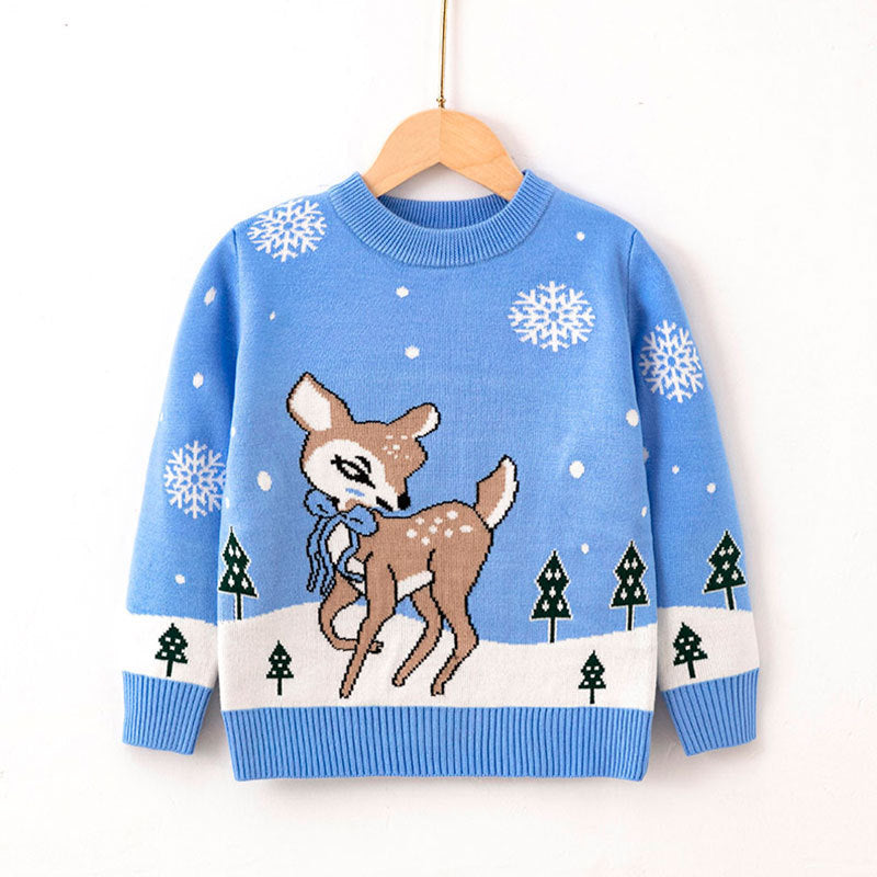 New Autumn And Winter Children's Christmas Snowflake Pullover Sweater