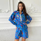 European And American Suit Women's Printed Long-sleeved Shirt Shorts Ladies
