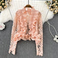 Retro Temperament V-neck Ruffled Lace Top