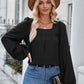 Solid Color Square Collar Slim Fit Long-sleeved Versatile Top