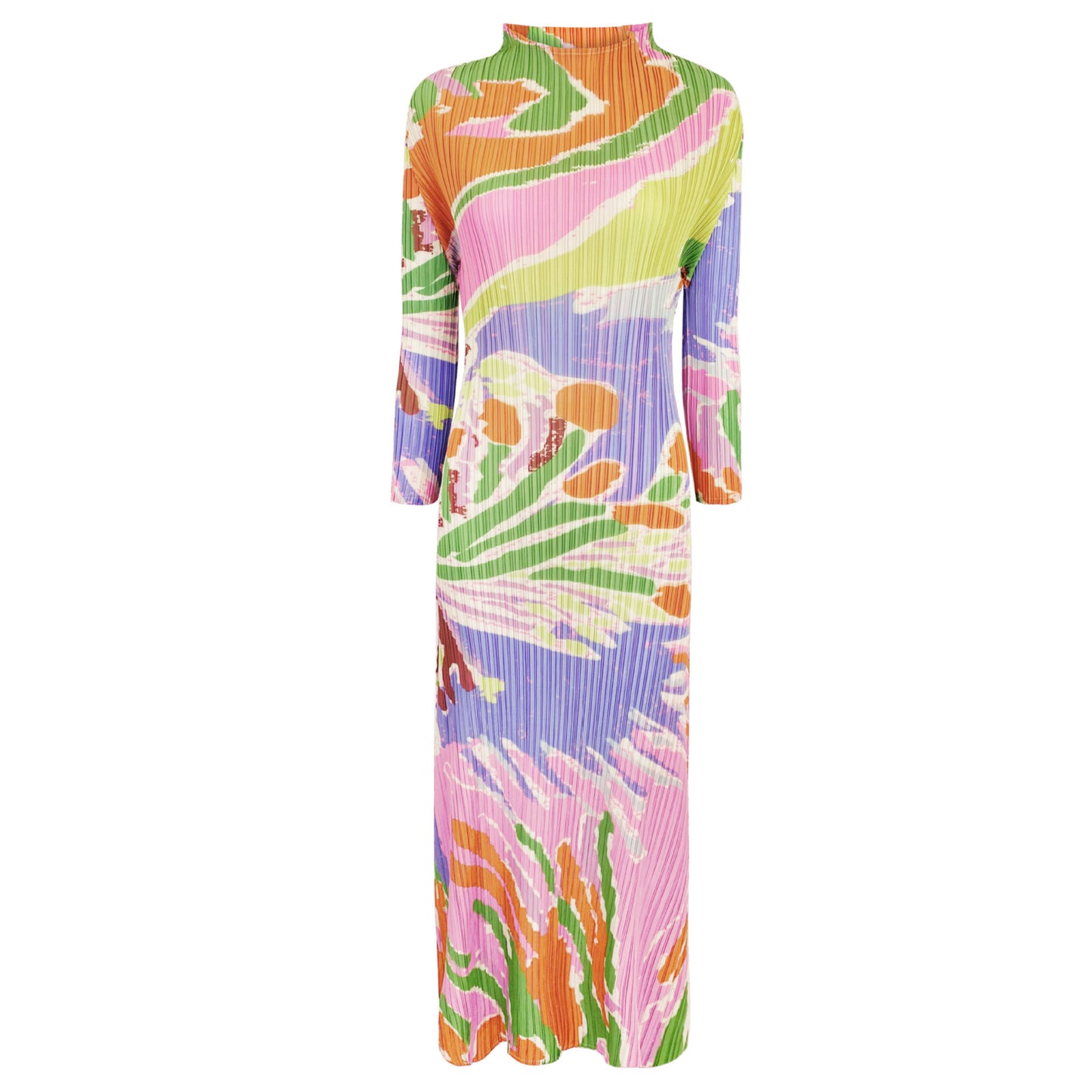 Robe imprimée décontractée à col rond et manches longues pour femme