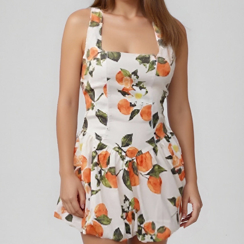 New Stylish Elegant Vintage-style Sexy Figure-hugging Printed Dress