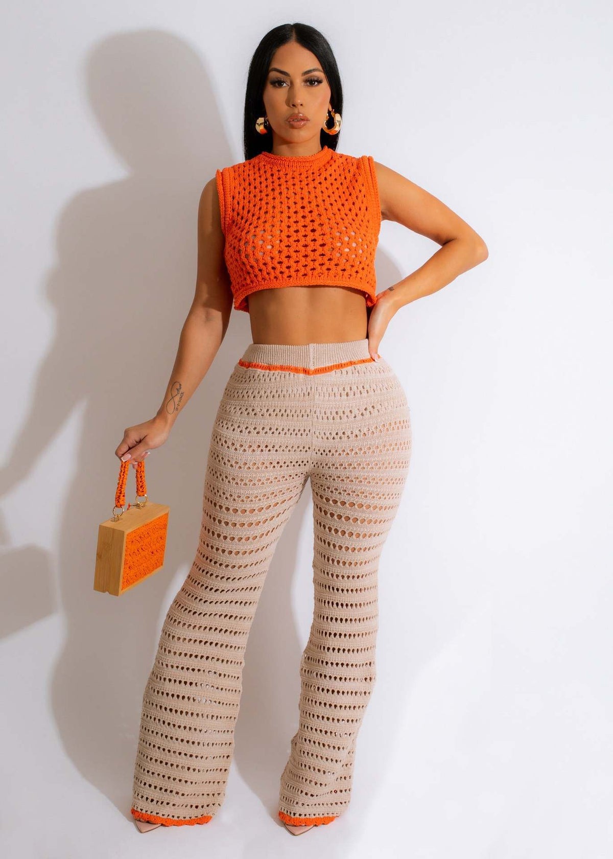 Combinaison de sport et de loisirs d'extérieur tricotée à la main et crochetée