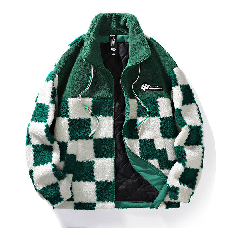 Plaid Lamb Wool Coat For Men And Women In Winter