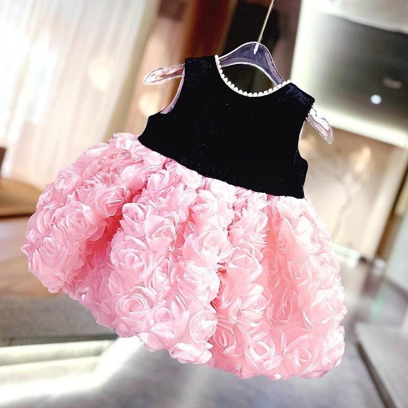 Girls' Summer Dress Color Matching Polyester