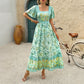 Holiday Floral Print A- Line Dress Women's Clothing