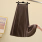 High Waist Pleated Mid-length Slimming A- Line Skirt