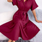 Robe chemise ample nouée de couleur pure, style européen et américain