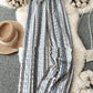 Striped Digital Printing Wide Leg Leisure Slim Fit Tied Cropped Pants