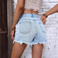 Short en jean déchiré taille haute pour femme avec ourlet brut