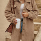 New European And American Winter Open Button Lapel Plush Coat Loose Long-cut Coat Women