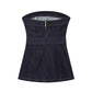 Denim Bustier Top With Belt And High-waisted Wide-leg Jeans