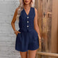 Leisure Commute Front Button Vest And Shorts Suit