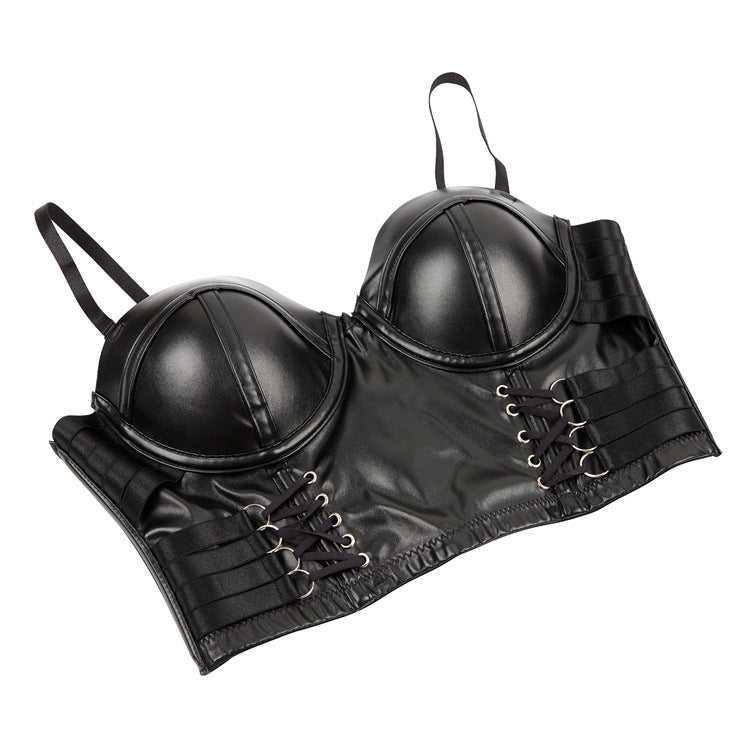 Women's Back Breasted PU Leather Sling Corset