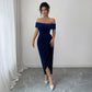 Elegant Tube Top Solid Color Dress Women
