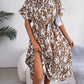 Leisure Loose Leopard Print Lace-up Shirt Dress