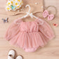 Mesh Long Sleeve Tied Gauze Skirt Triangle Adjustable Crotch Bottom-covering Rompers
