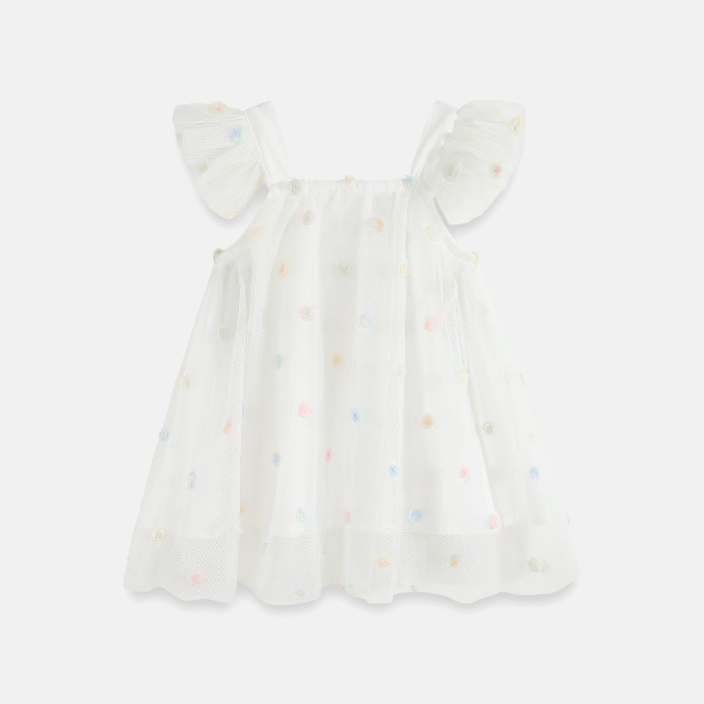 Flounced Sleeve Mesh Children Sling Dress