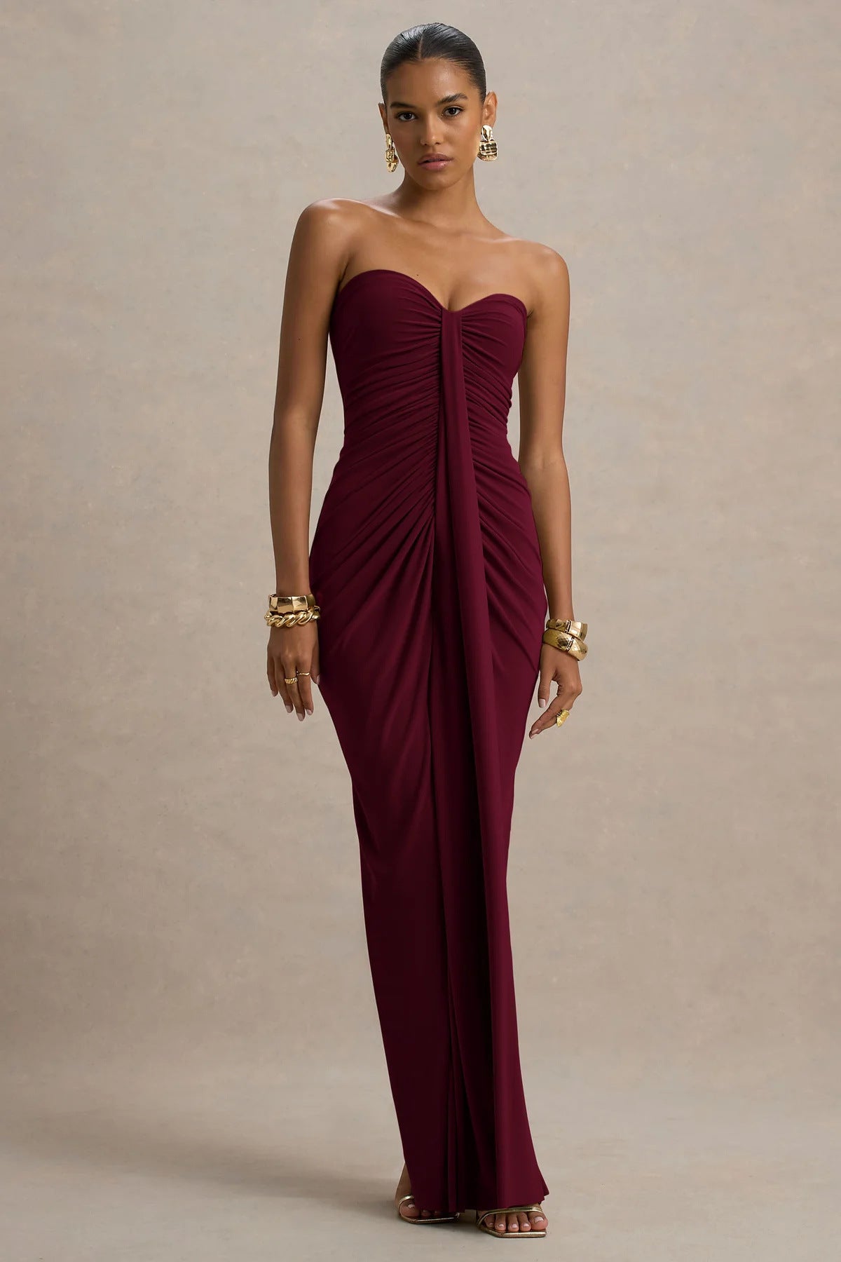 Bandeau Slim Fit Pleated Sheath Dress
