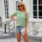 T-shirt ample à manches courtes et col rond pour femme, couleur unie