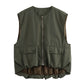 Pleated Hem Sleeveless Loose Vest
