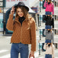 Women's Glitter Velvet Cardigan Zipper Long Sleeve Plush Coat