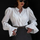 Women's French Jacquard Puff Sleeve Shirt