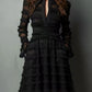 Womens Fashionable Casual Textured Long-Sleeve Dress