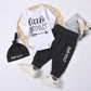 Children's Crew Neck Men's Cotton Non Hooded Black Letter Suit
