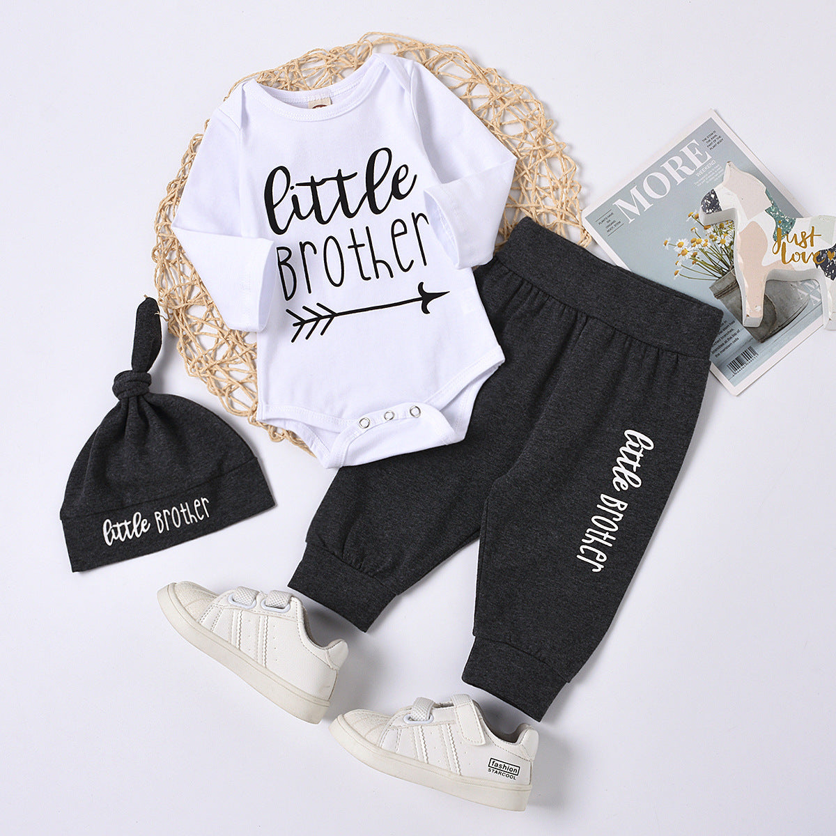 Children's Crew Neck Men's Cotton Non Hooded Black Letter Suit