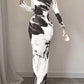 Womens Printed Slim-Fit Long-Sleeve Dress