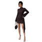 New Arrival Knitted Textured Solid-color Slim-fit Figure-flattering Dress With Metallic Buttons