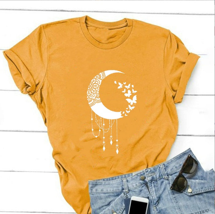 Casual Cartoon Character English Print Women's T-shirt