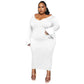 Fashionable And Sexy Plus-Size Women's Solid-Color Elegant V-Neck Maxi Dress