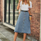 All-matching Slimming Washed Denim Breasted Skirt Women