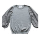 Sheer Yarn Flower Embroidered Sleeve Patchwork Knitting Bottoming Shirt