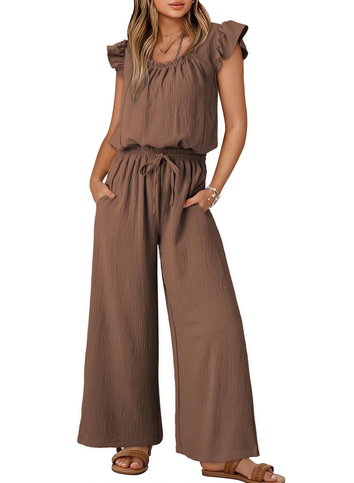 Square Collar Sleeveless Camisole Wide Leg Trousers