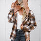 Women's Hooded Spliced Plaid Blouse Woolen Coat