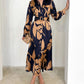 Women's Printed Waist-controlled Long-sleeved Dress