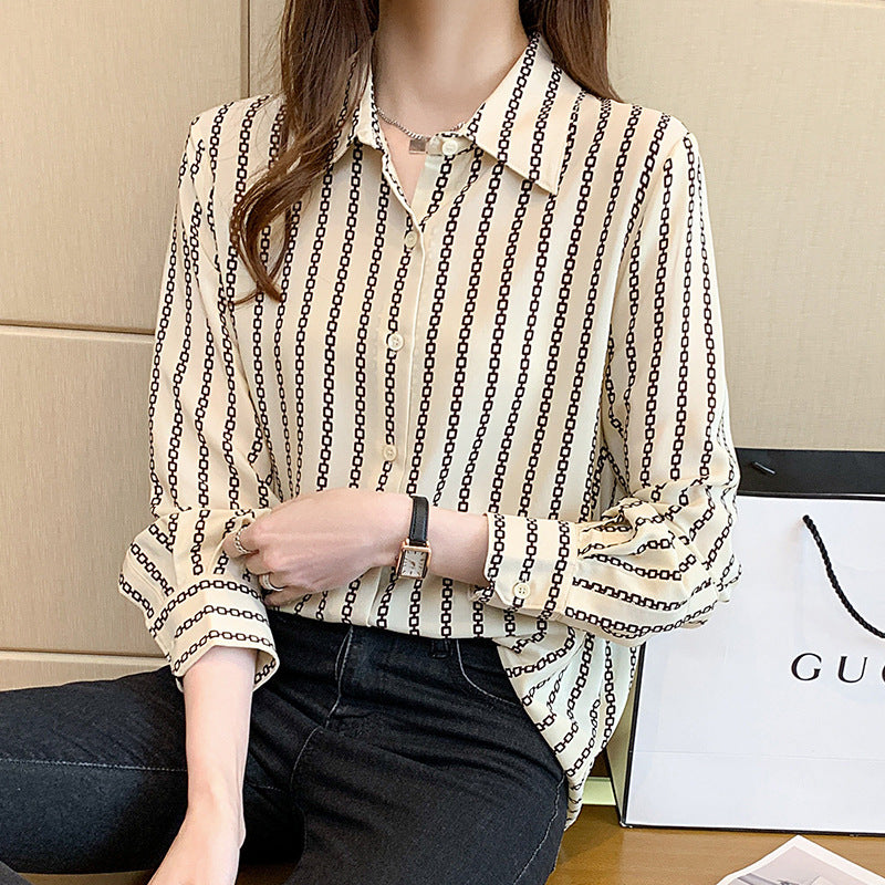 Fashion Personality Stripe Printed Shirt Women