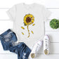 T-shirt ample à manches courtes et col rond pour femme, style européen et américain, imprimé chrysanthème