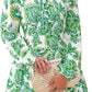 Elegant V-neck Flower Lace-up Long Sleeve Dress