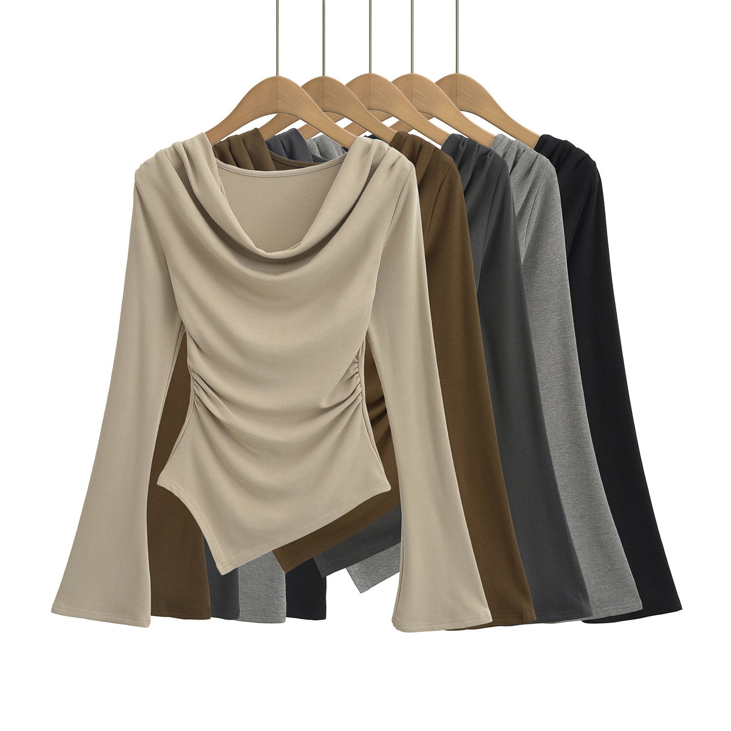 Women's American-style Off-shoulder Flared Long-sleeved Base
