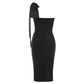 Sleeveless One-shoulder Tight Niche Split Bandage One-piece Dress